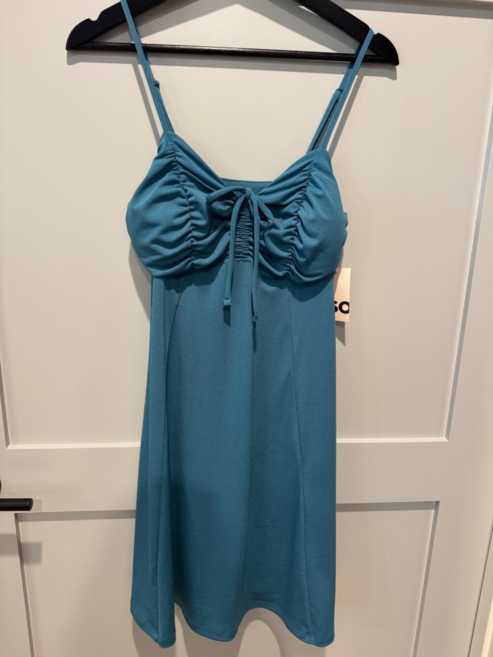 Teal Blue Ruched Mini Dress
